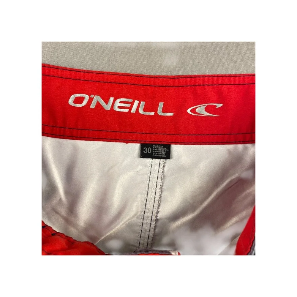 O'Neill Mens Swim Trunks Board Shorts Red Cup Coin Print‎ Size 30